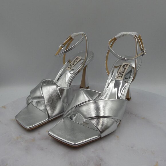 Badgley Mischka Dress Shoes Silver Brinlee II Sillea Heels Sandals - Picture 10 of 15